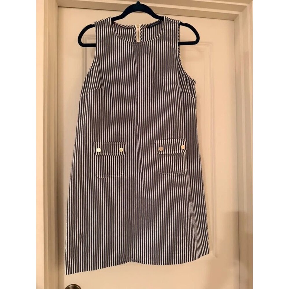 Tommy Hilfiger Women's Sleeveless High Neck Striped Mini Dress (Midnight/Ivory)